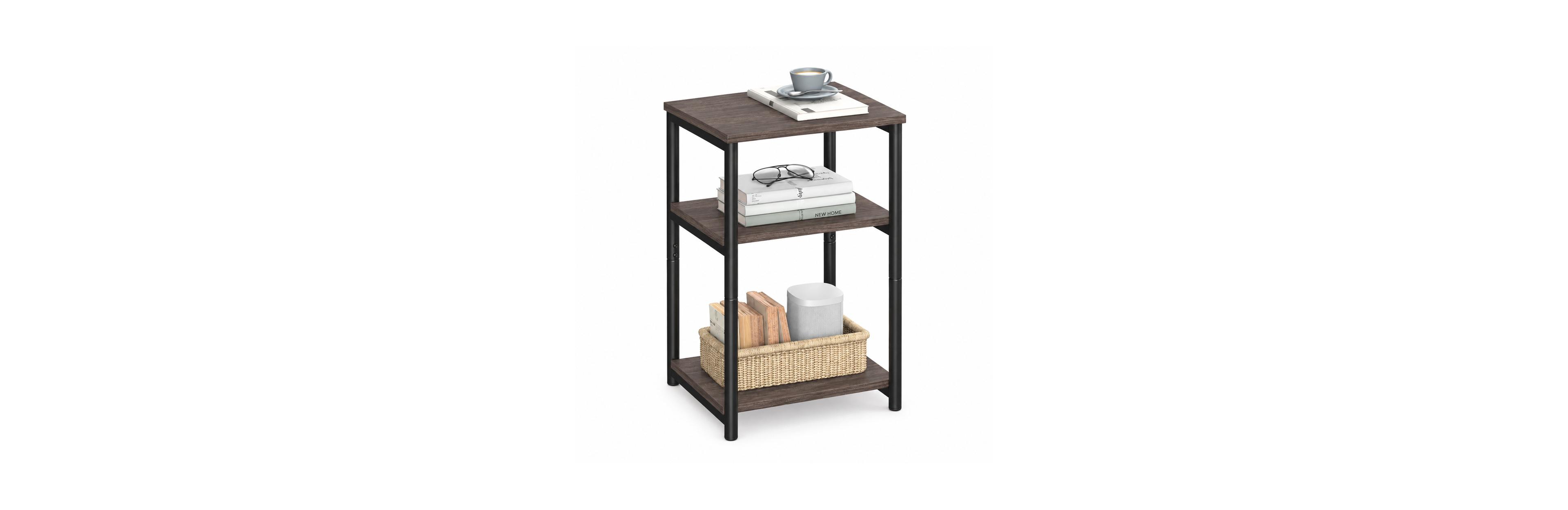 Mecale 3-Tier Slim Side Table with 44 lb Per Level and Steel Frame