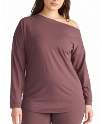 Plus Size Ultimates Dolci Off-the-Shoulder Long-Sleeve Lounge Top