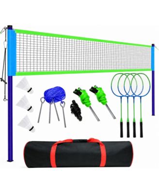 Peneyon 20ft Backyard Badminton Set 4 Rackets Net Poles Shuttlecocks ...