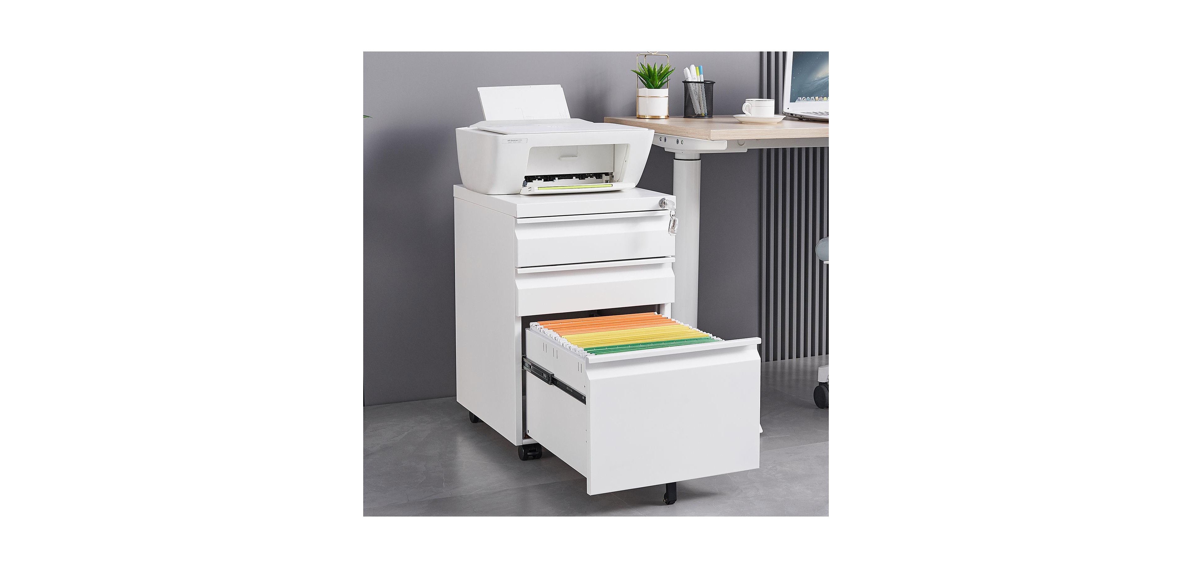 Boyel Living 3-Drawer Steel 14.57 in. With Mobile Vertical File Cabinet with Lock, 5 Wheels Cabinet