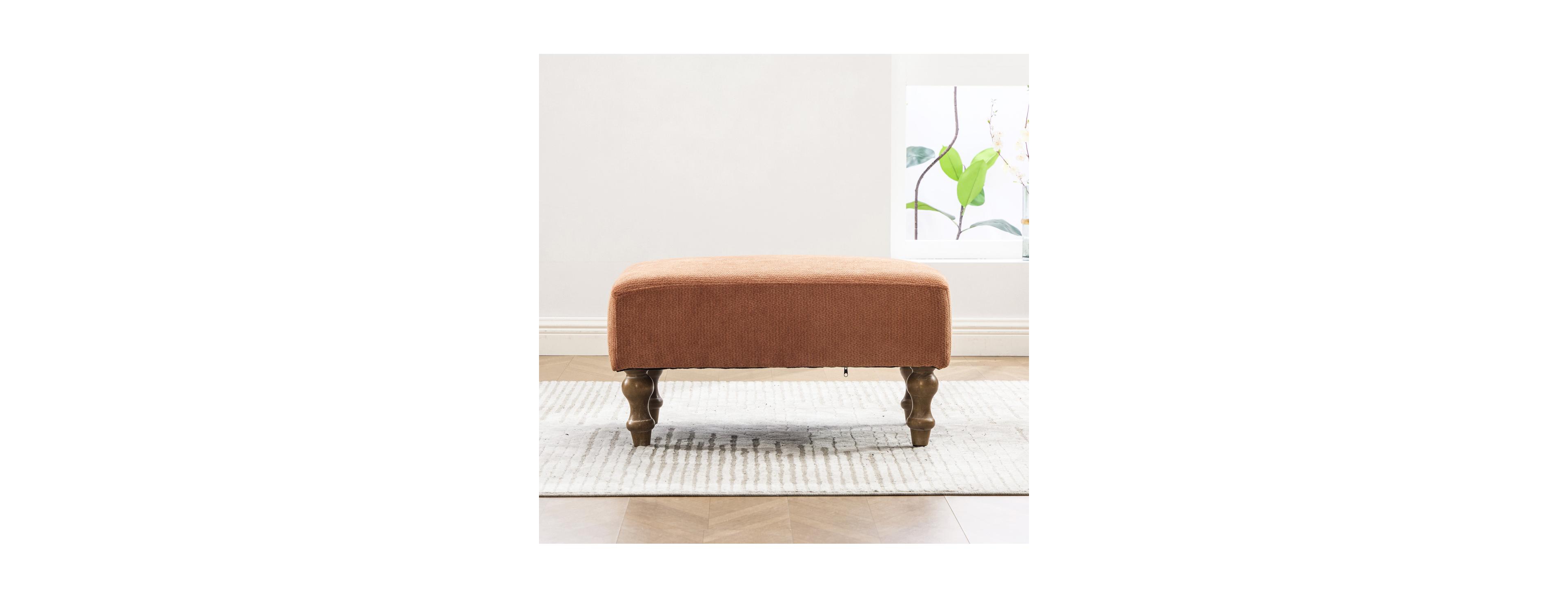 Streamdale Furniture Modern Chenille Upholstered Square Ottoman