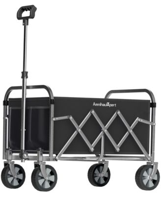 Foldable Wagon Cart,Heavy Duty Collapsible Utility Cart,Adjustable Handle All Terrain Wheels for Camping,Beach,Shopping,Garden