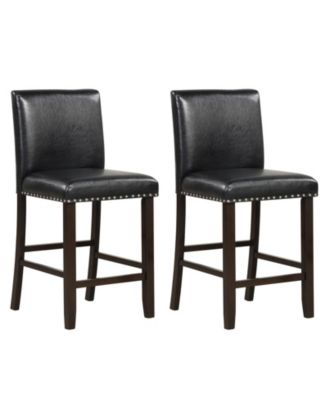 Set of 2 PVC Leather Bar Stools with Back for Kitchen Island