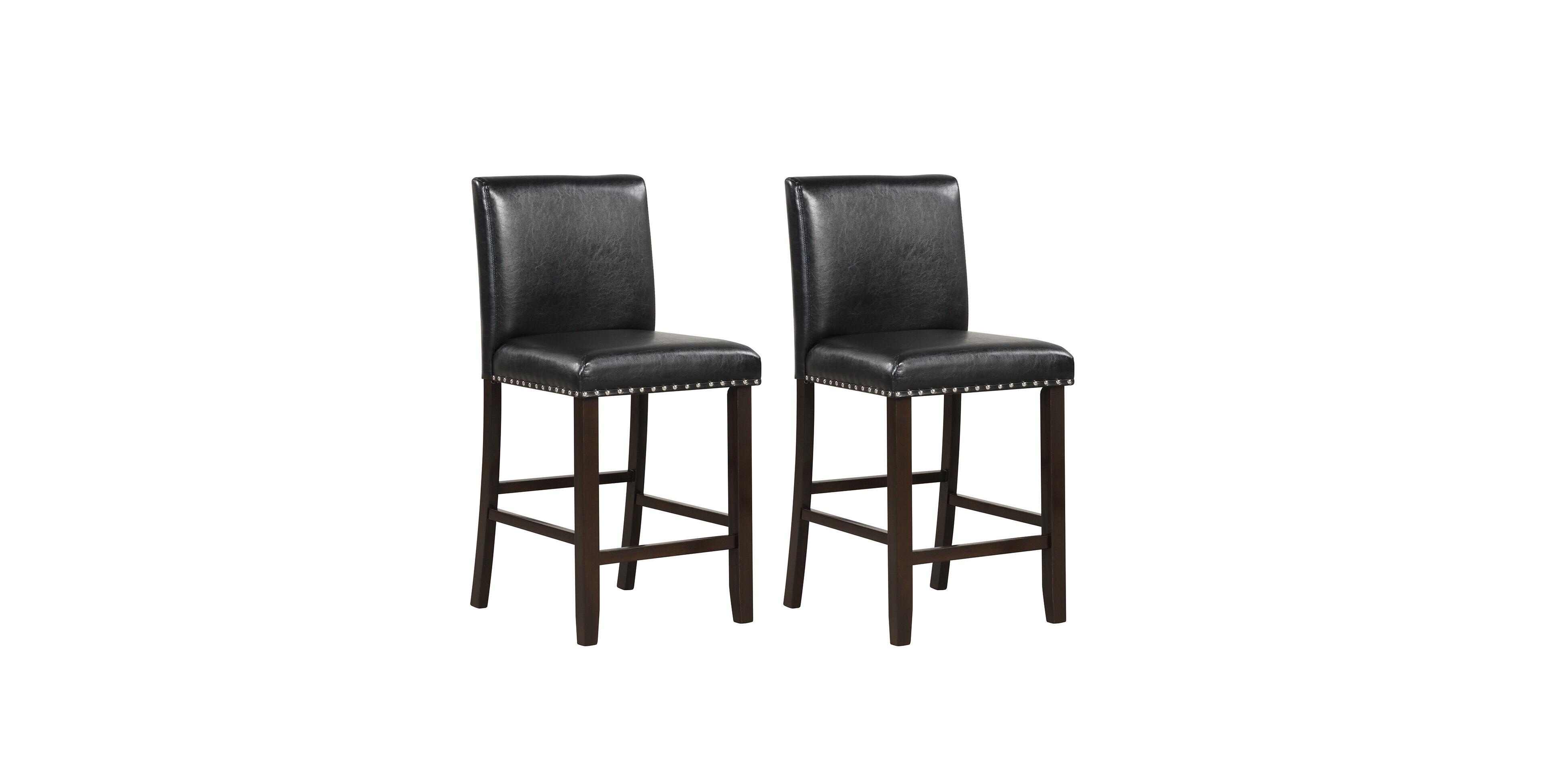 Mecale Set of 2 Pvc Leather Bar Stools with Back for Kitchen Island