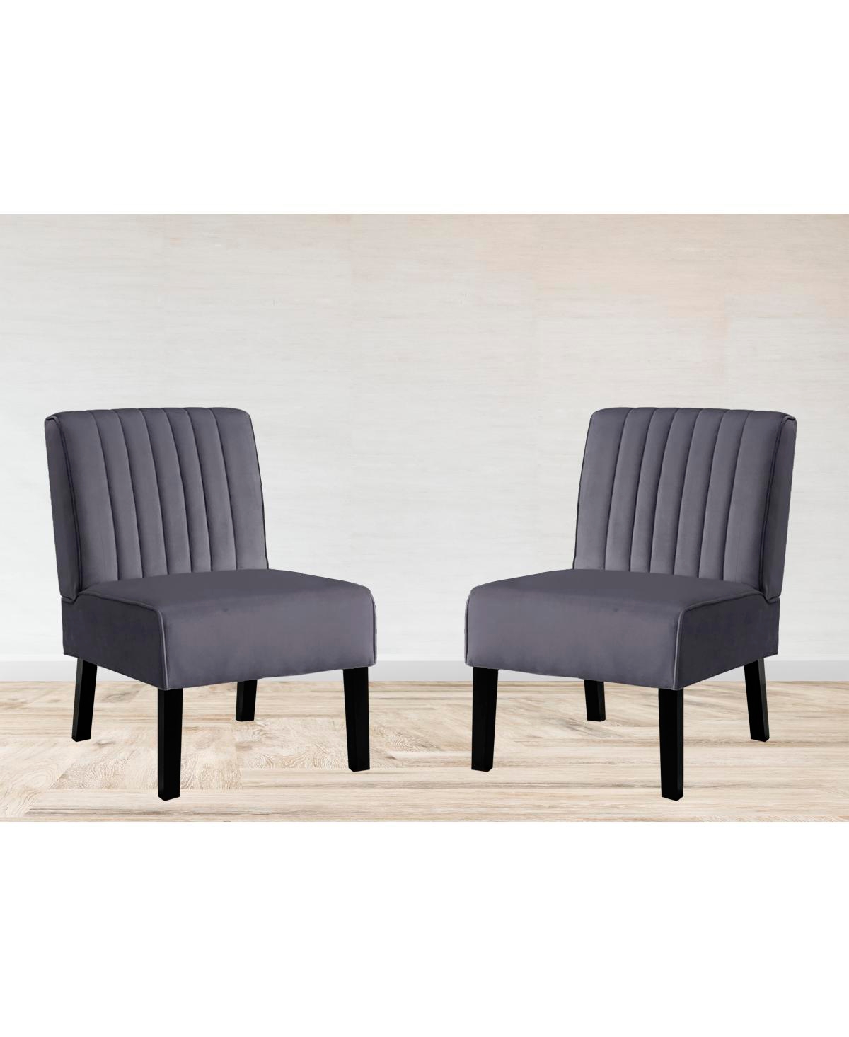Streamdale Furniture Mid Century Modern Velvet Accent Chairs, Set of 2 - Grey