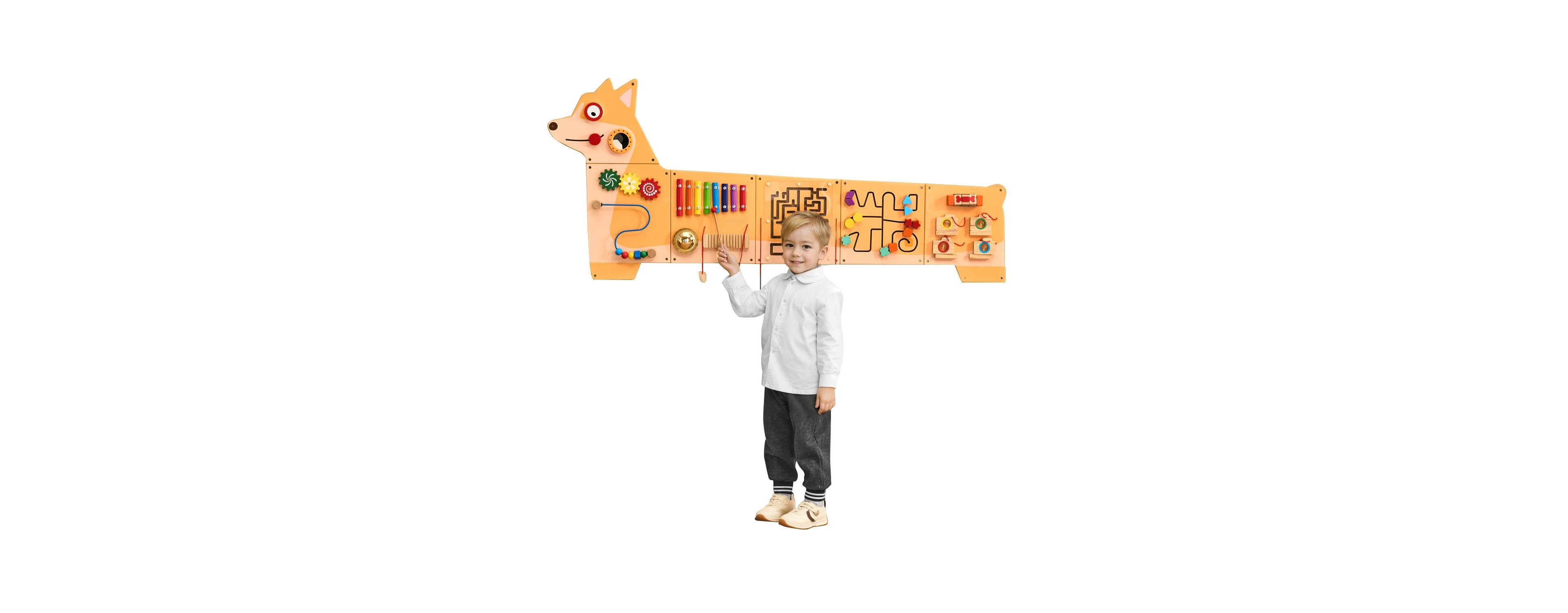 Mecale Puppy Activity Wall Busy Board, Montessori Sensory Wall Panel With 12 Activities For Kids Ages 3-12
