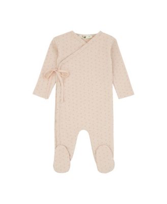 Baby Girls' Long-Sleeve Wrap-Front Polka-Dot Print Footie