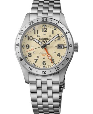Men's Seiko 5 Sports Silver-Tone Stainless Steel Bracelet Watch 39.4mm
