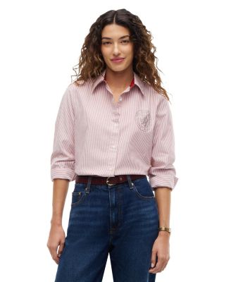 Women's Oxford Crest Bling Long-Sleeve Shirt