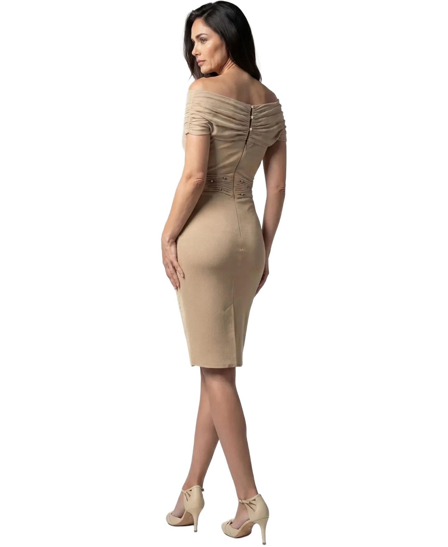 Женское платье Luna Fashion House Iris Off-Shoulder Pearl-Detail Waistband Cocktail — фото 2
