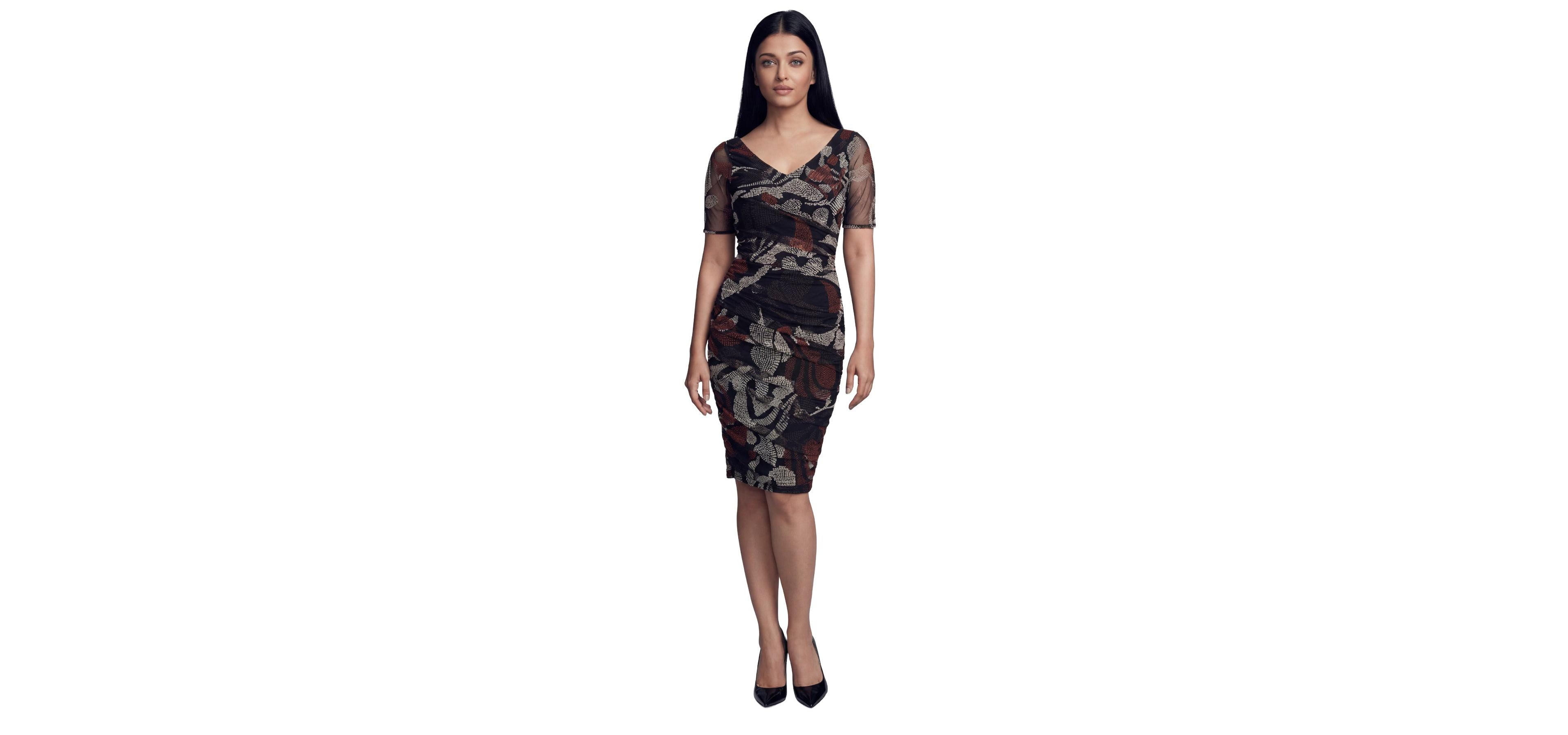 Luna Fashion House Women's Lola Fitted Ruched V-Neck Dress