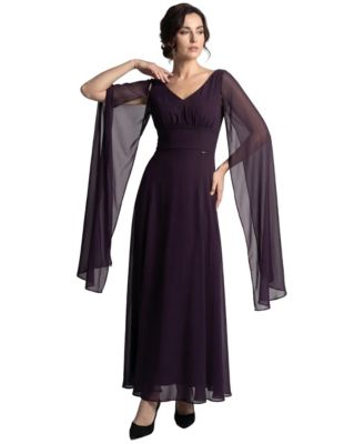Women's Rebeka Chiffon Empire Waist Removable Drape Sleeves Gown