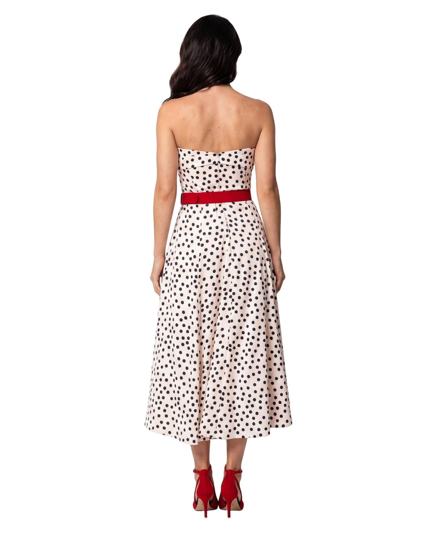 Женское платье Luna Fashion House Melissa Polka-Dot Corset A-Line Satin Midi, цвет: Белый — фото 2