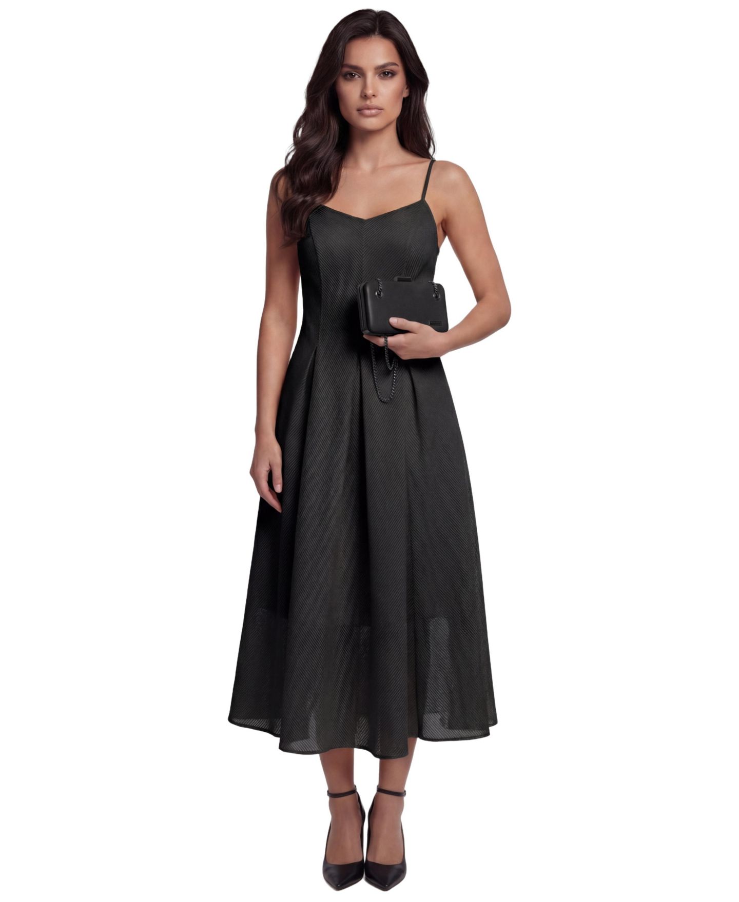 Женское платье Luna Fashion House Nela V-Neck Pleated A-Line Midi — фото 4