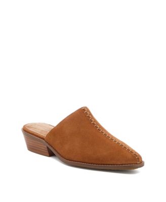 Pierce Low Block Heel Pointed Toe Suede Mules