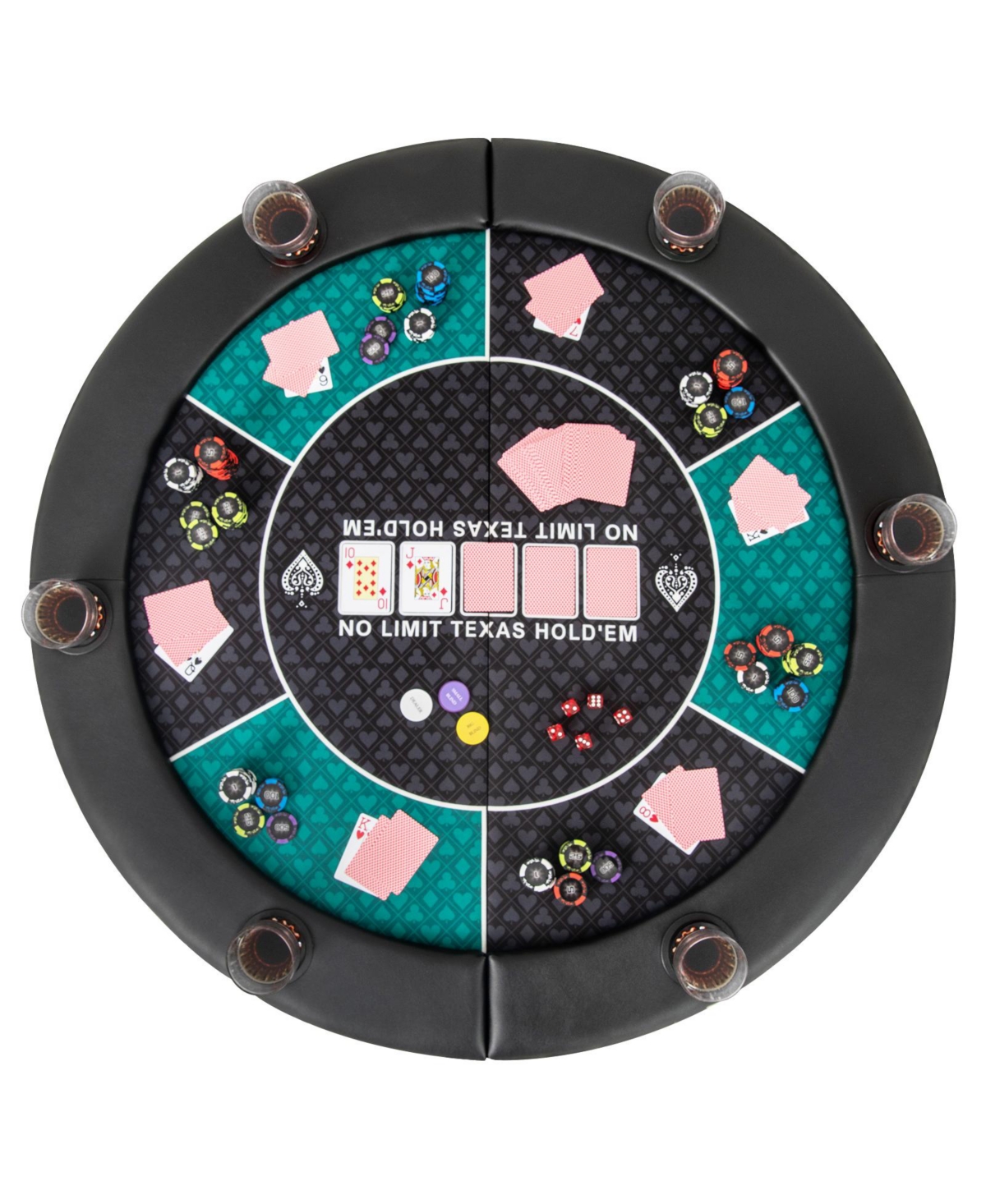 Mecale 48-Inch Foldable Round Felt Poker Tabletop for 6 Players, Ages 14+ - Multi Color