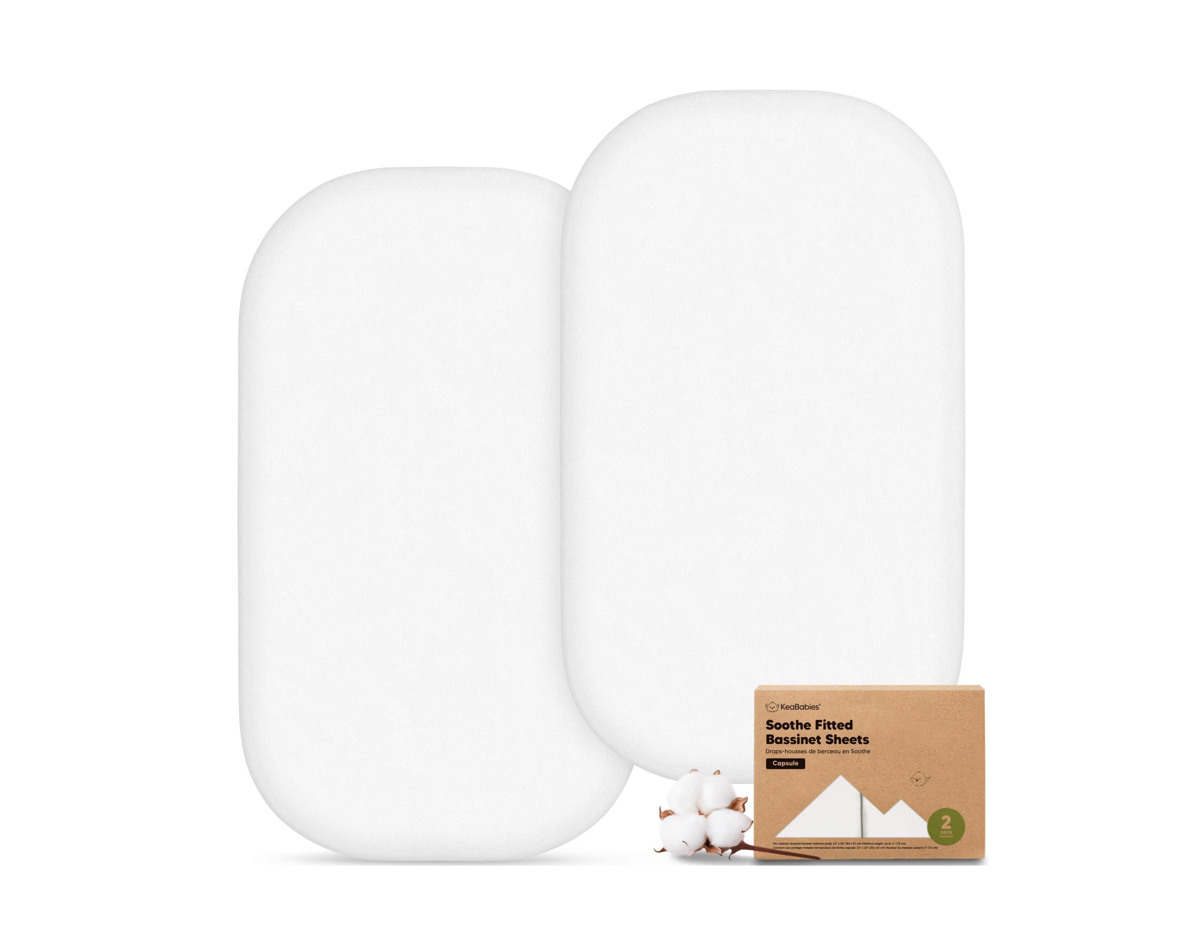 KeaBabies Soothe Fitted Jersey Cotton Bassinet Sheets, 2-Piece Set