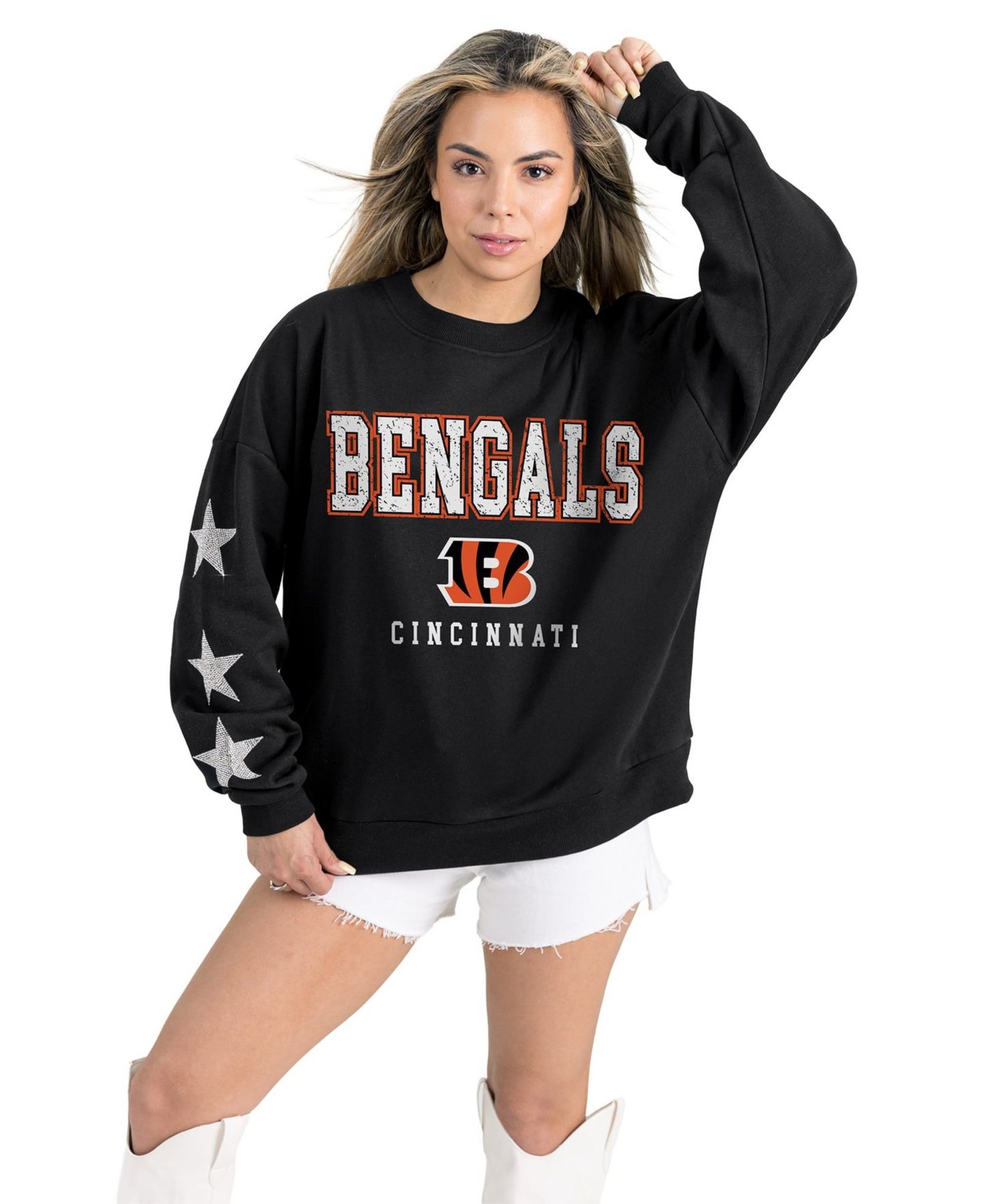 Женская толстовка Gameday Couture Black Cincinnati Bengals Velocity Relaxed Rhinestone Pullover — фото 3