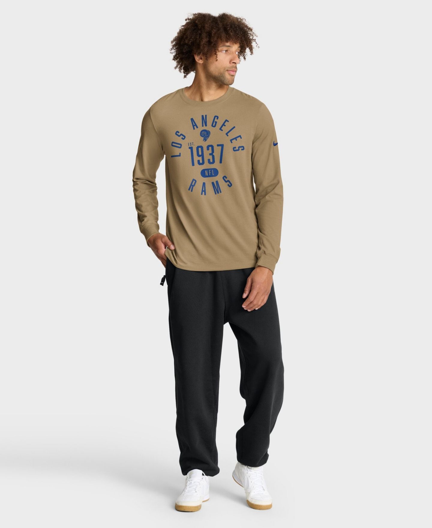 Мужская футболка Nike Tan Los Angeles Rams Blitz Package Rewind Slub Dri-FIT Long-Sleeve — фото 3