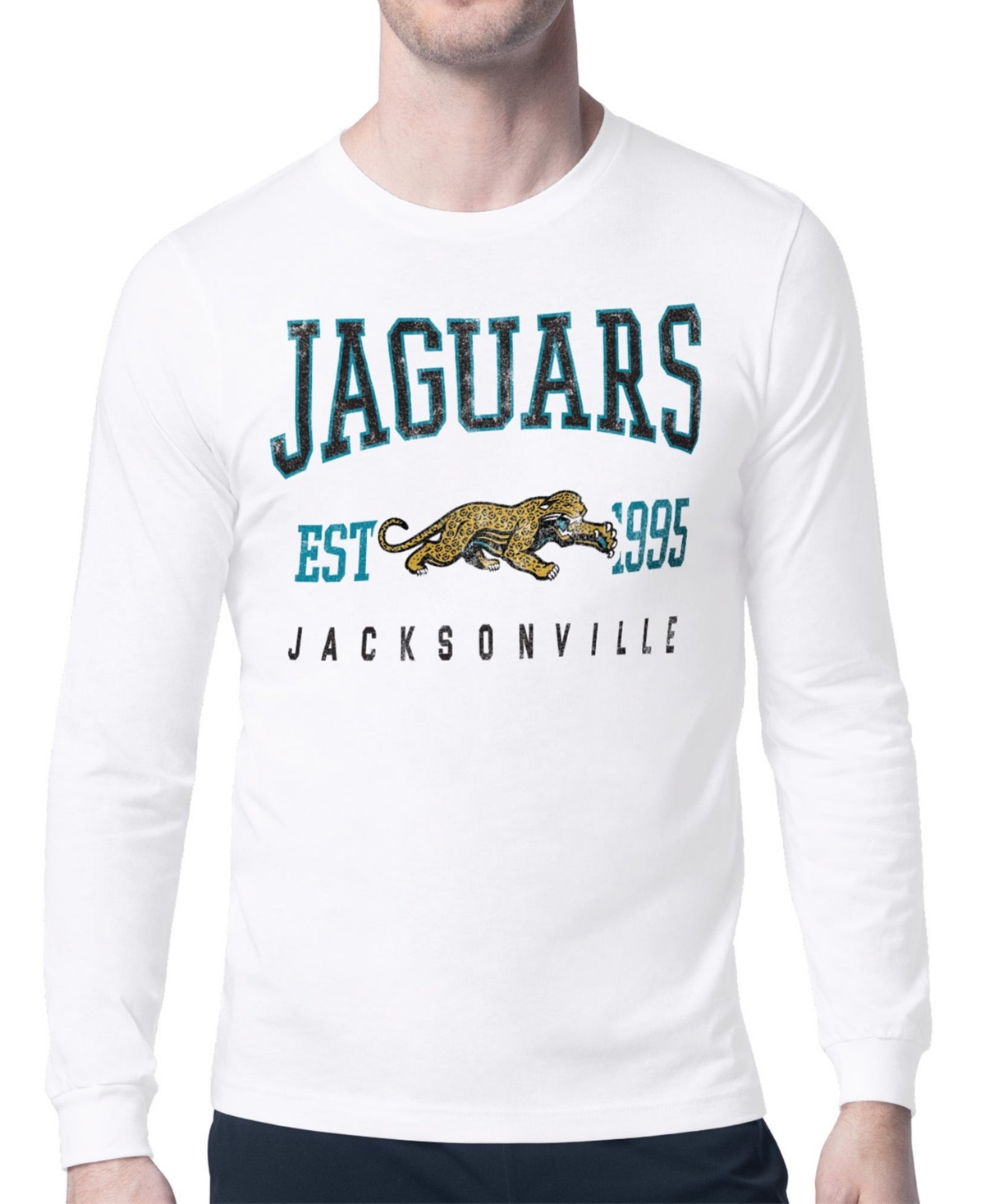 Starter Men's White Jacksonville Jaguars Retro Team Logo Long-Sleeve T-Shirt - White