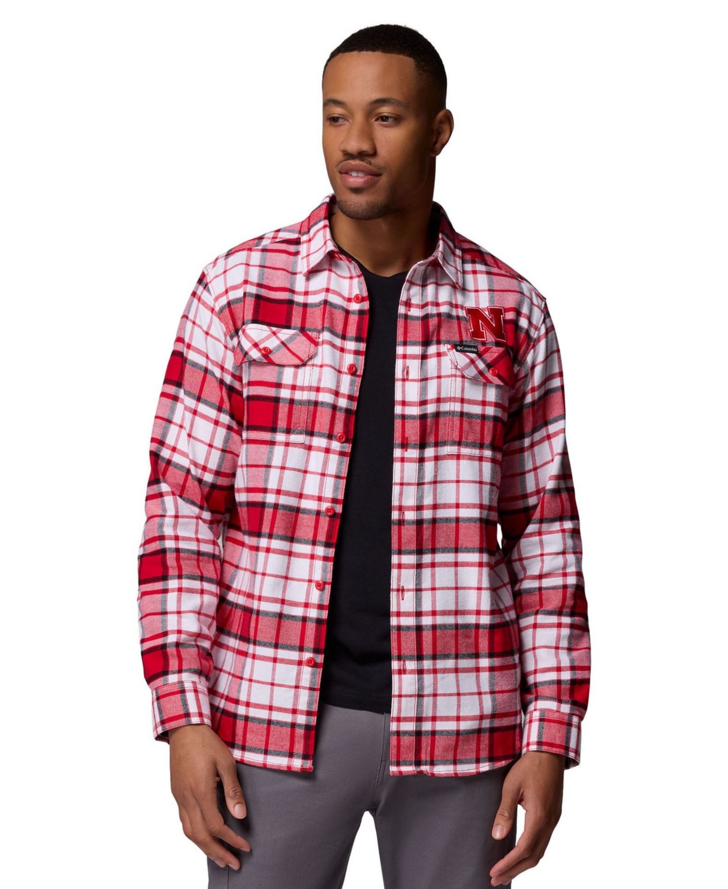 Мужская рубашка Columbia Scarlet Nebraska Huskers Flare Omni-Wick Flannel Long-Sleeve Button-Up — фото 4