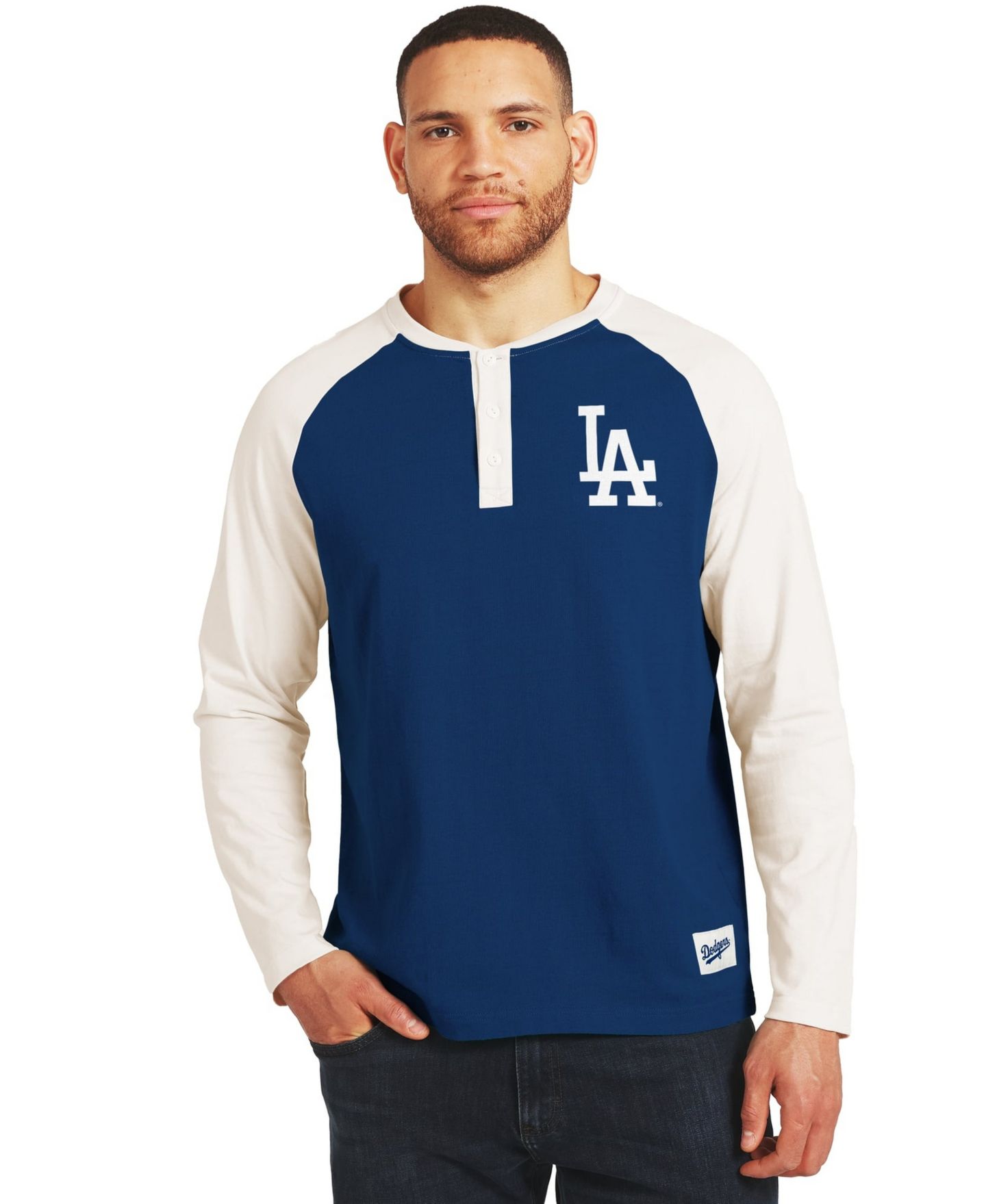 Мужская футболка Darius Rucker Collection By Fanatics Royal/White Los Angeles Dodgers Henley Long-Sleeve — фото 1