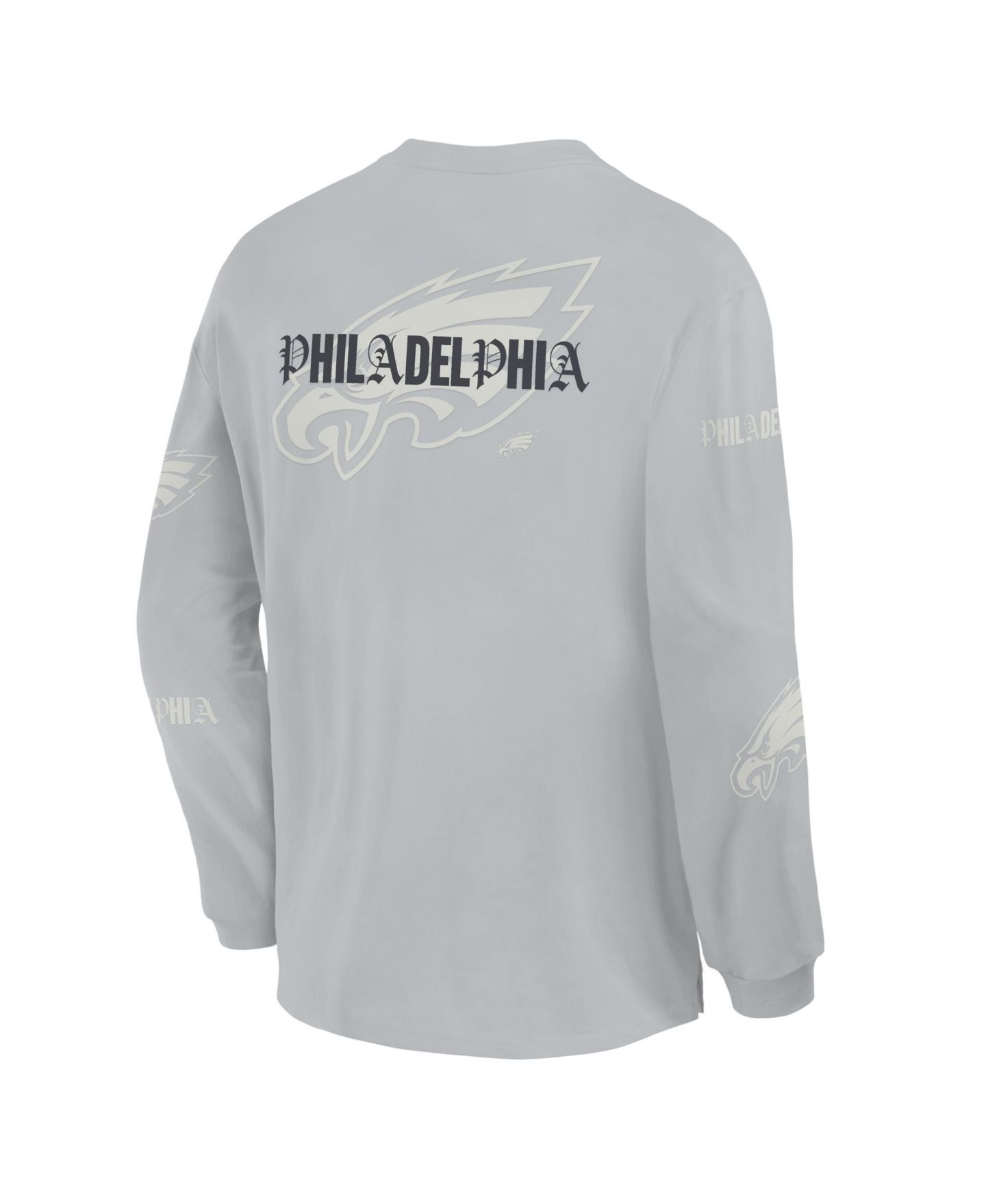 Мужская футболка Fanatics Gray Philadelphia Eagles Oversized Type Play Long-Sleeve — фото 5