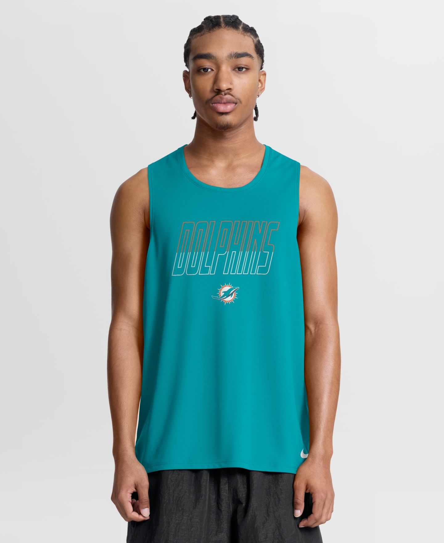 Мужской топ Nike Aqua Miami Dolphins Kickoff Miler Dri-FIT Tank — фото 1