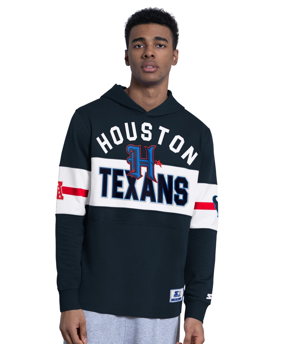 Starter Men's Navy Houston Texans Fullback Jersey Hoodie - Navy, Red