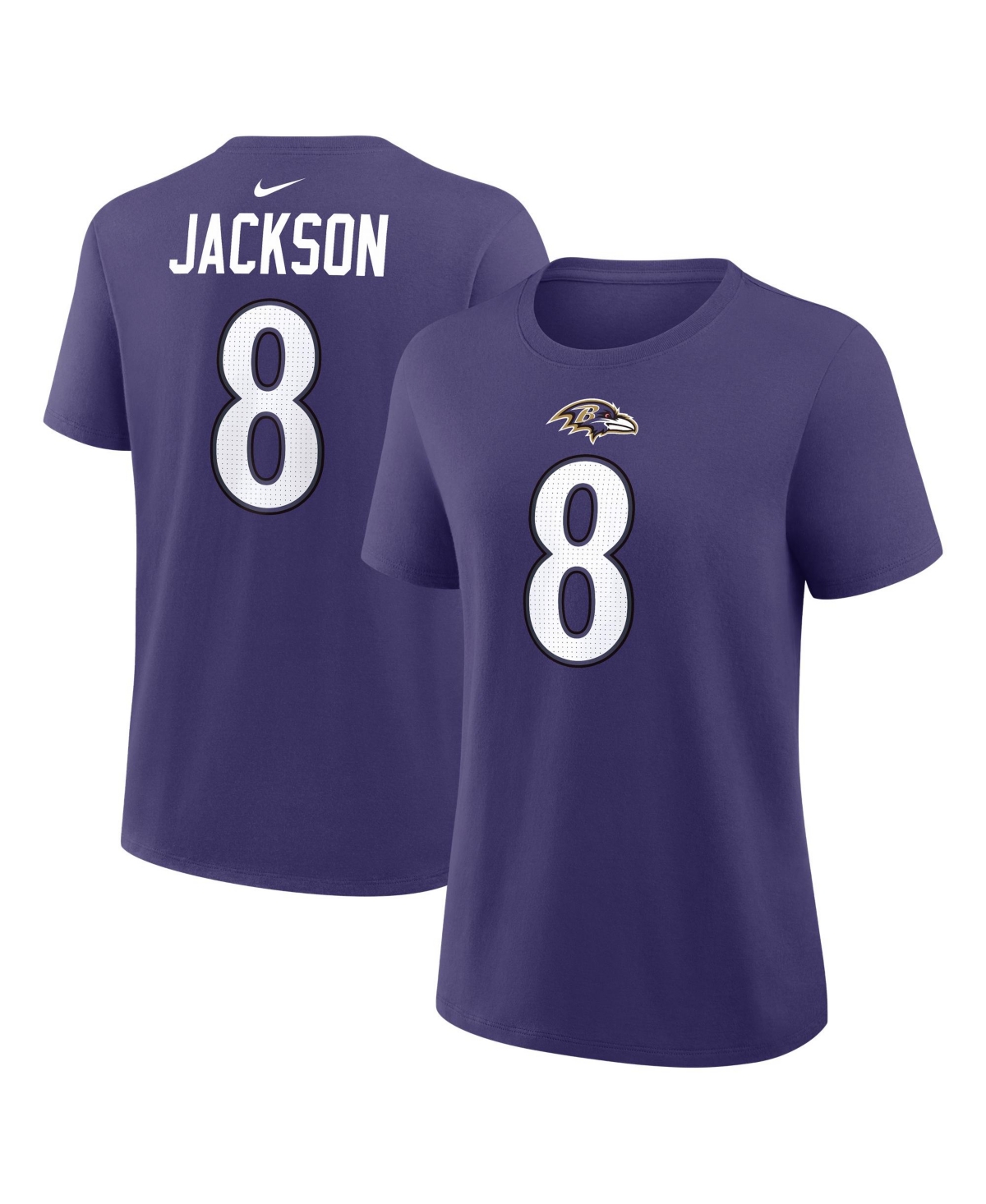 Nike Women's Lamar Jackson Purple Baltimore Ravens Name & Number T-Shirt - Purple