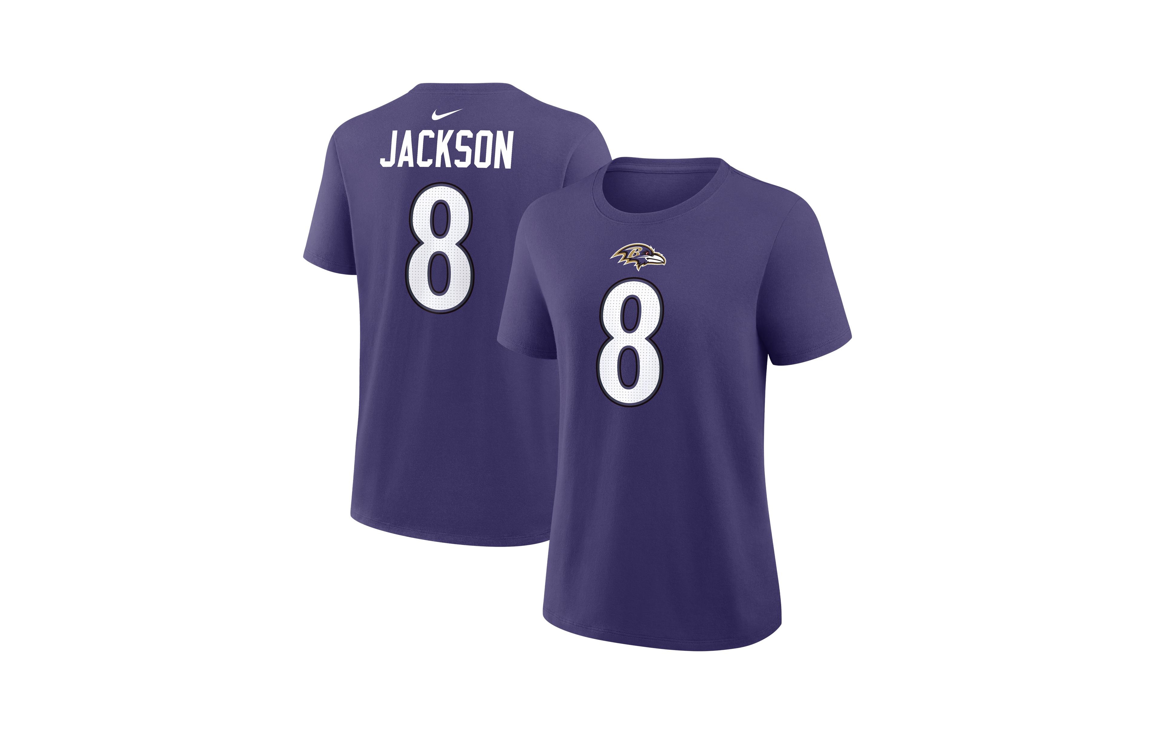 Nike Women's Lamar Jackson Purple Baltimore Ravens Name & Number T-Shirt