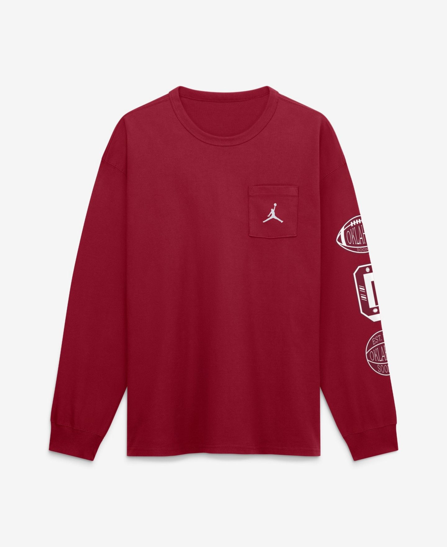 Мужская футболка Jordan Crimson Oklahoma Sooners Academic Long-Sleeve Pocket — фото 2