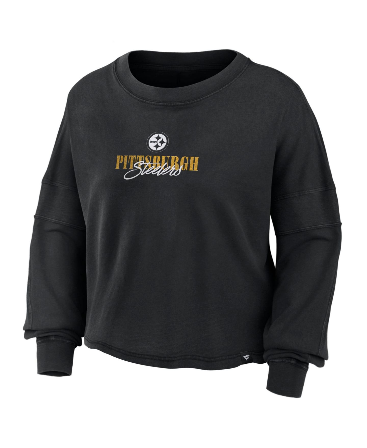 Женский топ Fanatics Black Pittsburgh Steelers Oversized Chop Block Boxy Long-Sleeve — фото 2