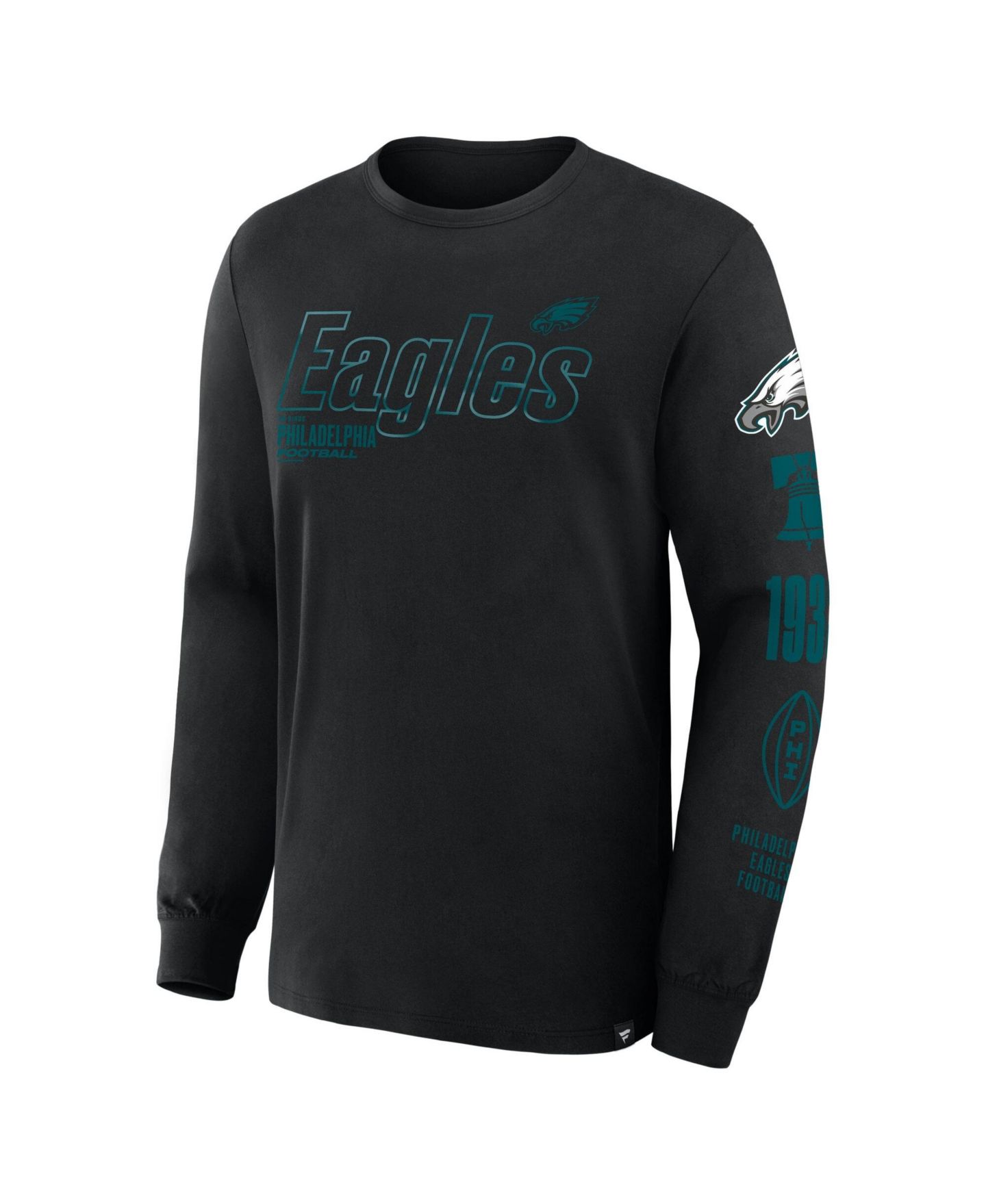 Мужская футболка Fanatics Black Philadelphia Eagles Checkdown Pass Long-Sleeve — фото 4