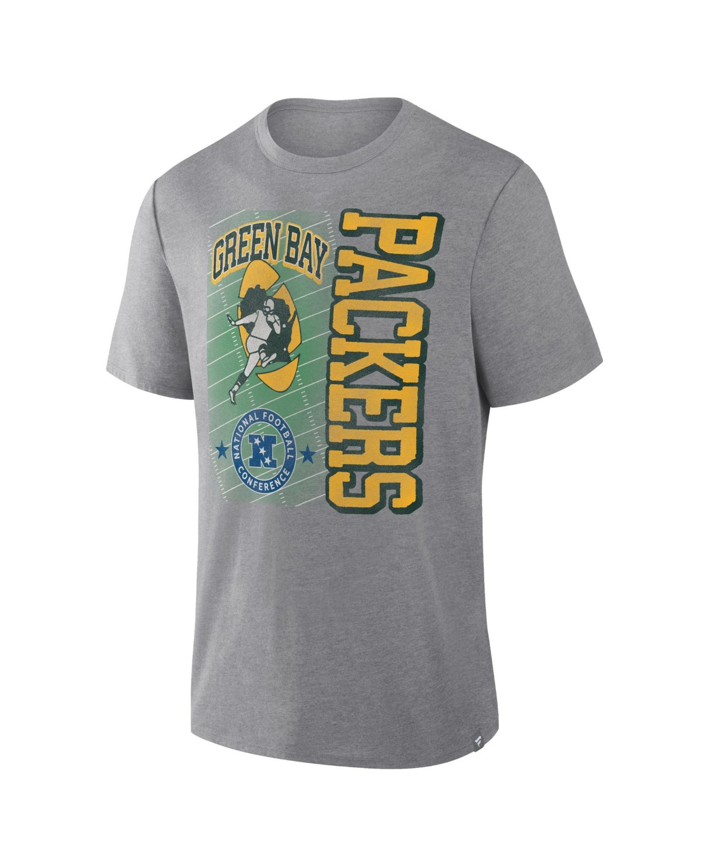 Мужская футболка Fanatics Heather Gray Green Bay Packers Tribute Direct Handoff Tri-Blend — фото 4