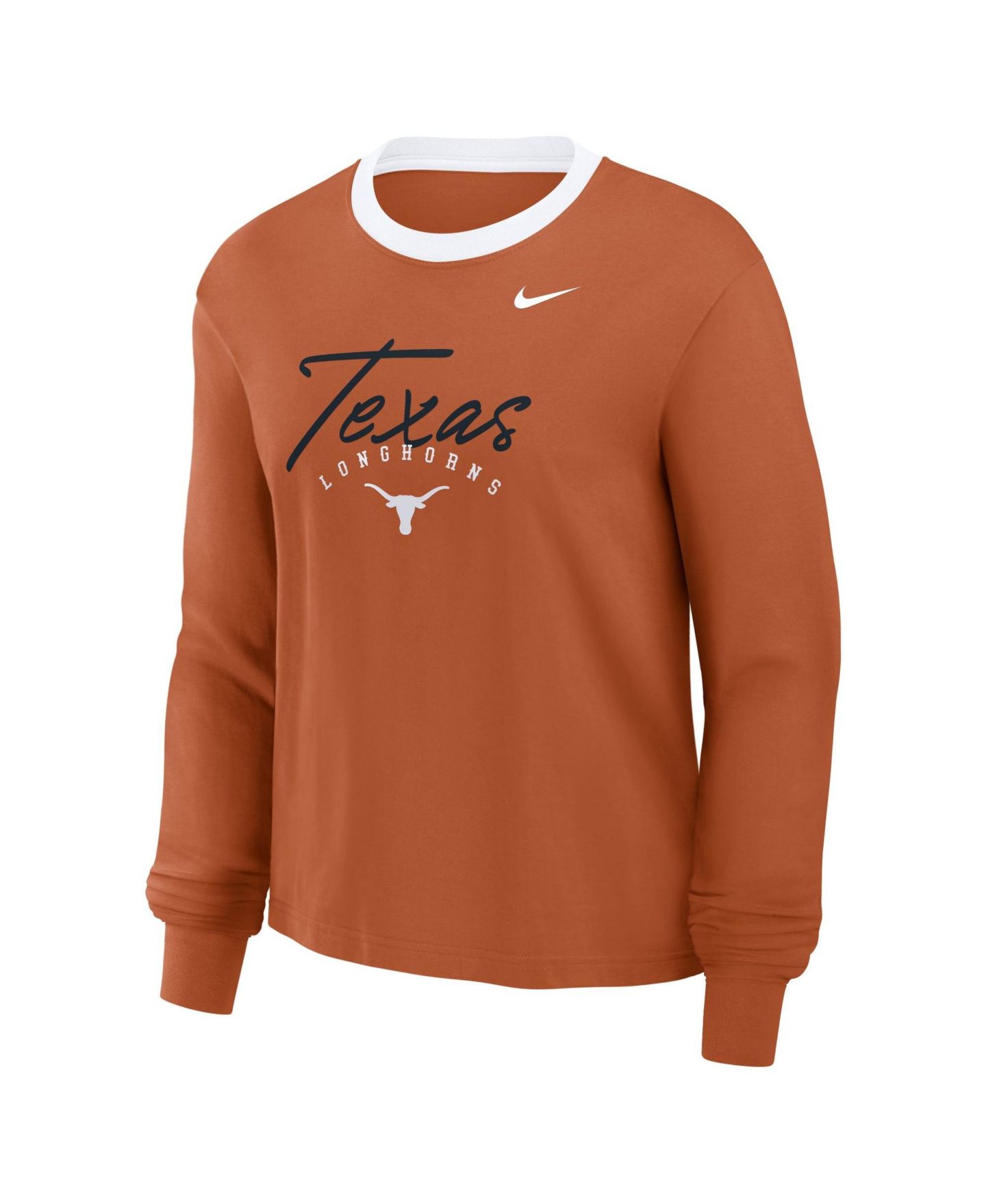 Женская футболка Nike Texas Longhorns Texas Orange Ringer Boxy Long-Sleeve — фото 3