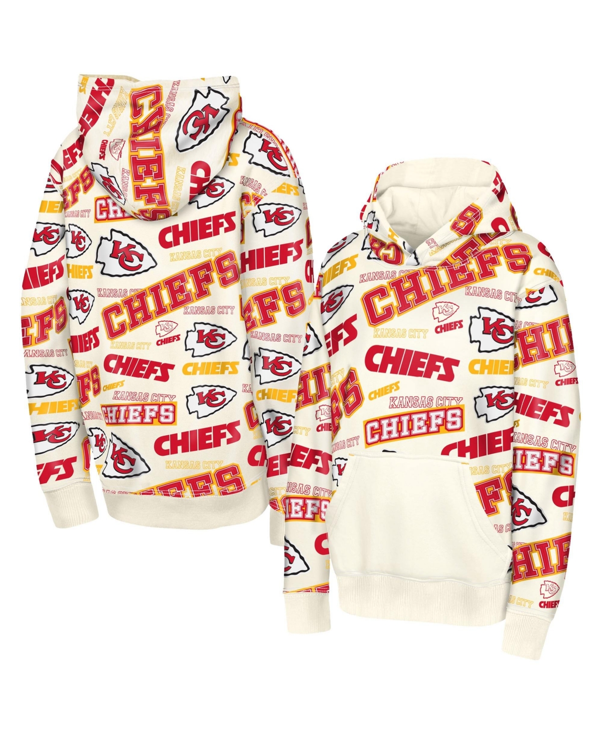 Outerstuff Big Boys' and Girls' Cream Kansas City Chiefs Shake Bake Hoodie - Cream