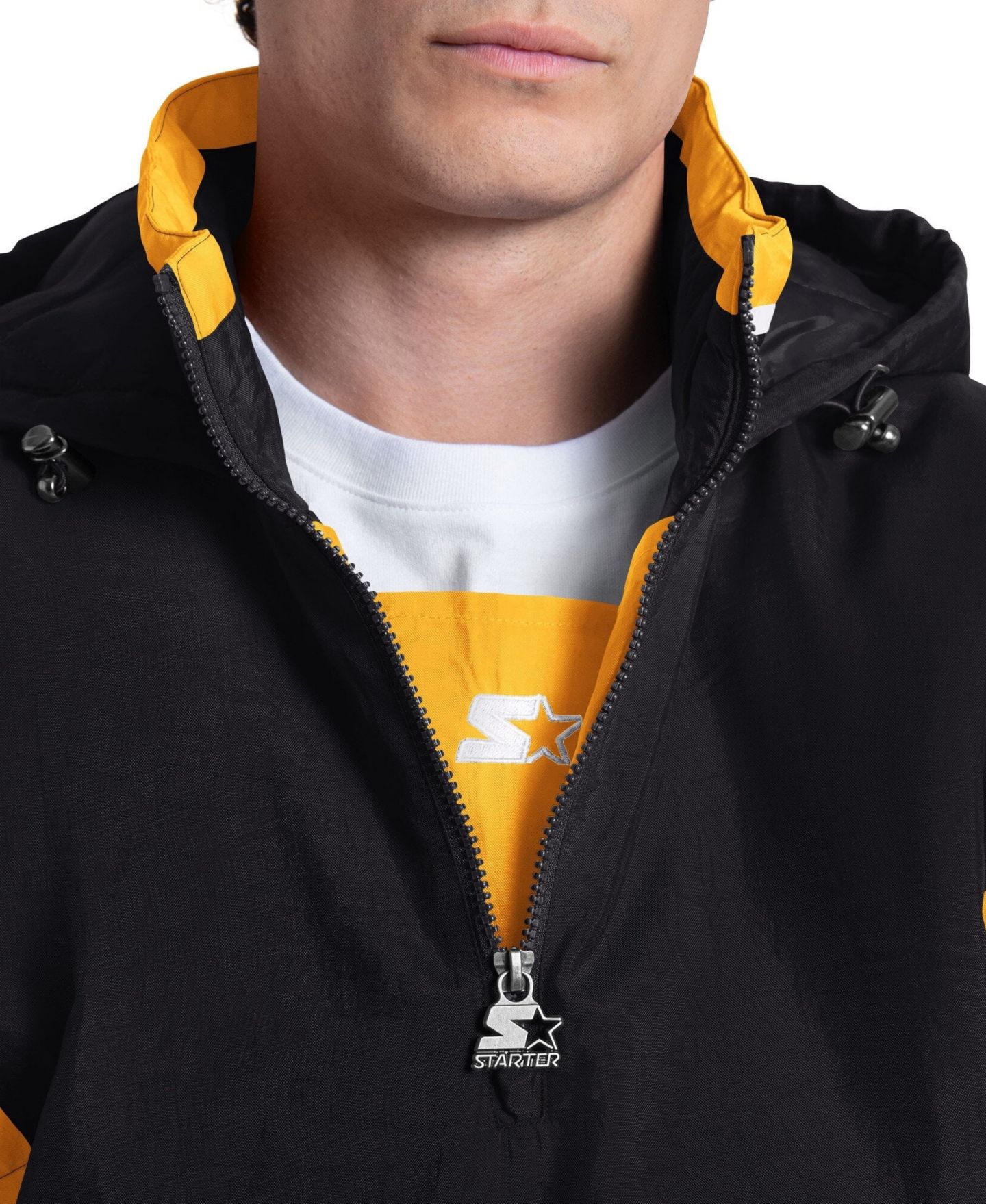 Мужская куртка Starter Black Pittsburgh Steelers The Throwback Half-Zip Hooded — фото 3