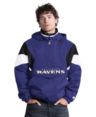 Men's Purple Baltimore Ravens The Throwback Half-Zip Hooded Jacket
