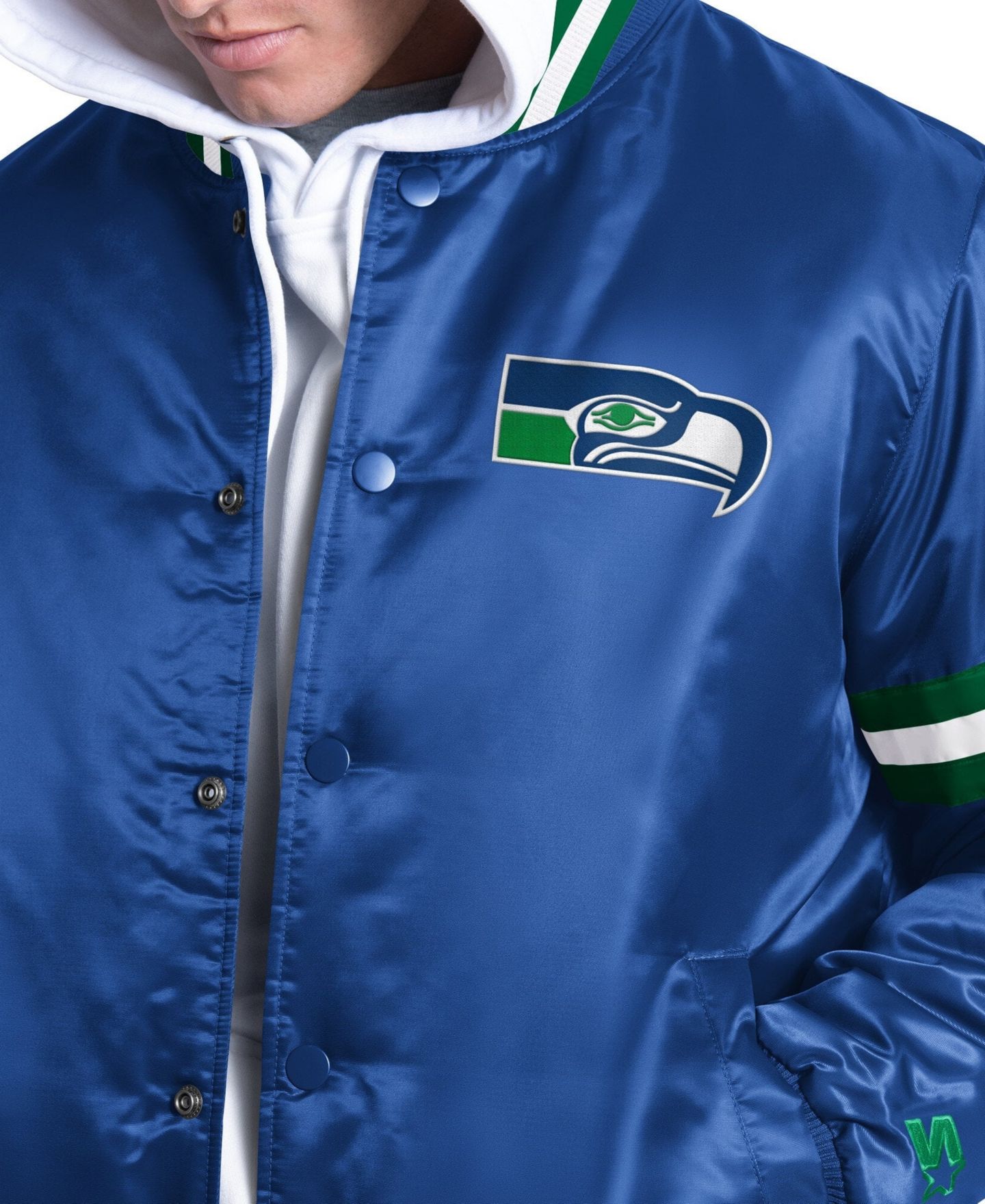 Мужская куртка Starter Royal Seattle Seahawks Courtside Varsity Retro Logo Full Snap — фото 3