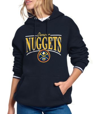 Women's Navy Denver Nuggets Arch Stripe Fleece Hoodie