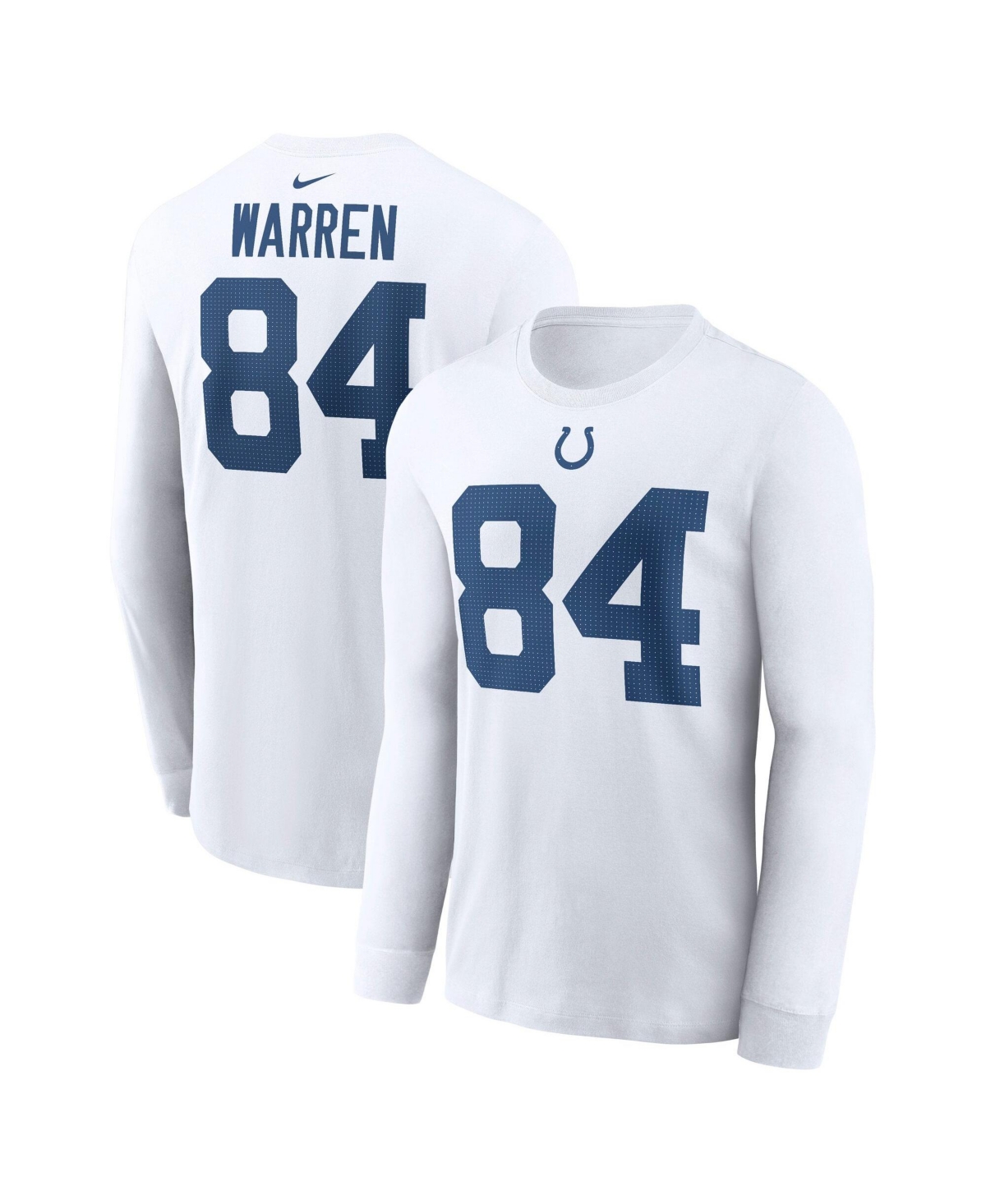 Nike Men's Tyler Warren White Indianapolis Colts Name & Number Long-Sleeve T-Shirt - White