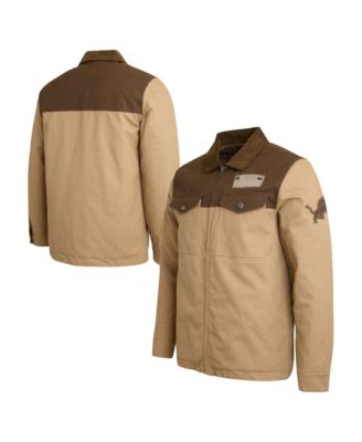 Men's Tan/Brown Detroit Lions Full-Zip Canvas Jacket
