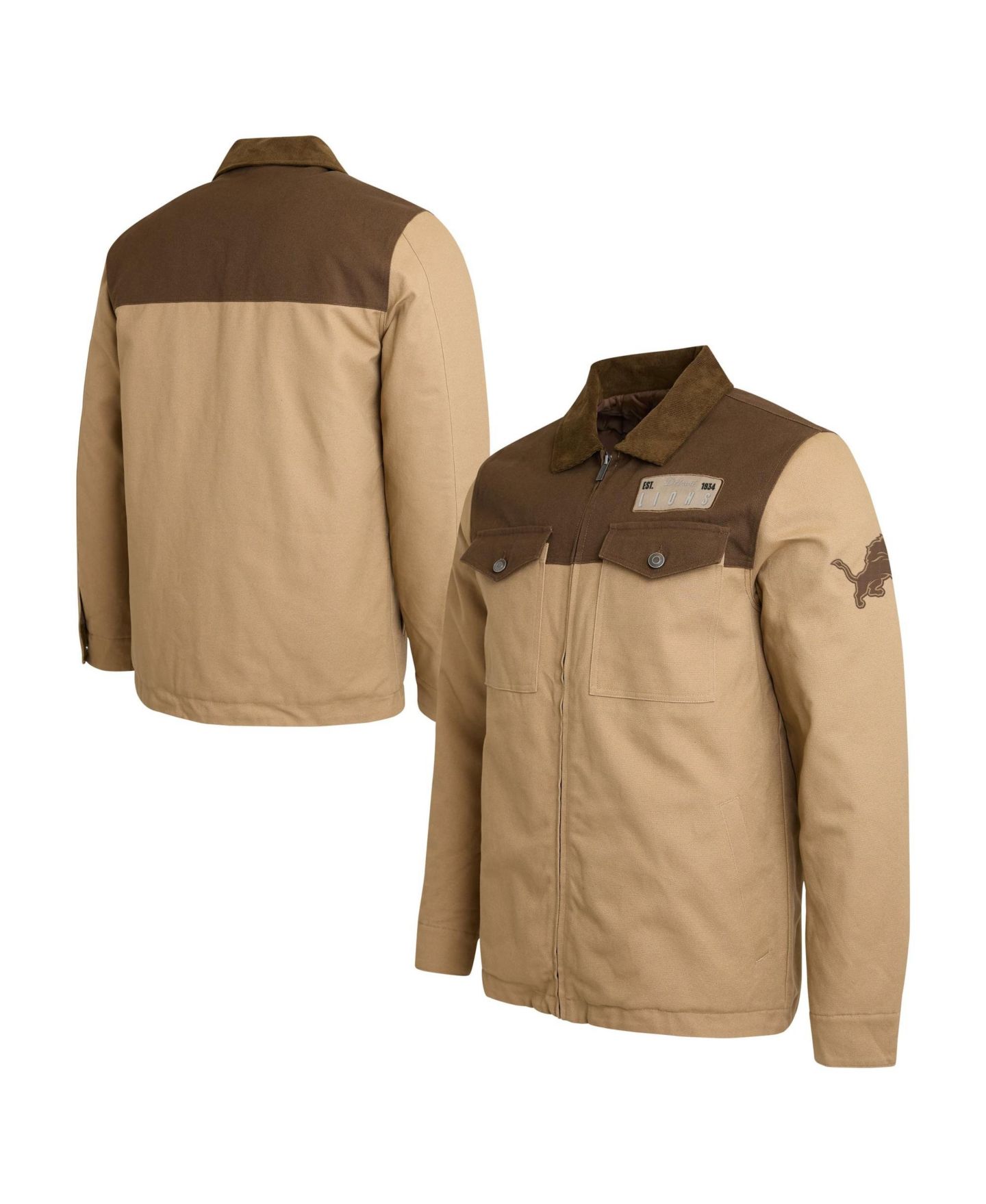 Мужская куртка Darius Rucker Collection By Fanatics Tan/Brown Detroit Lions Full-Zip Canvas — фото 1
