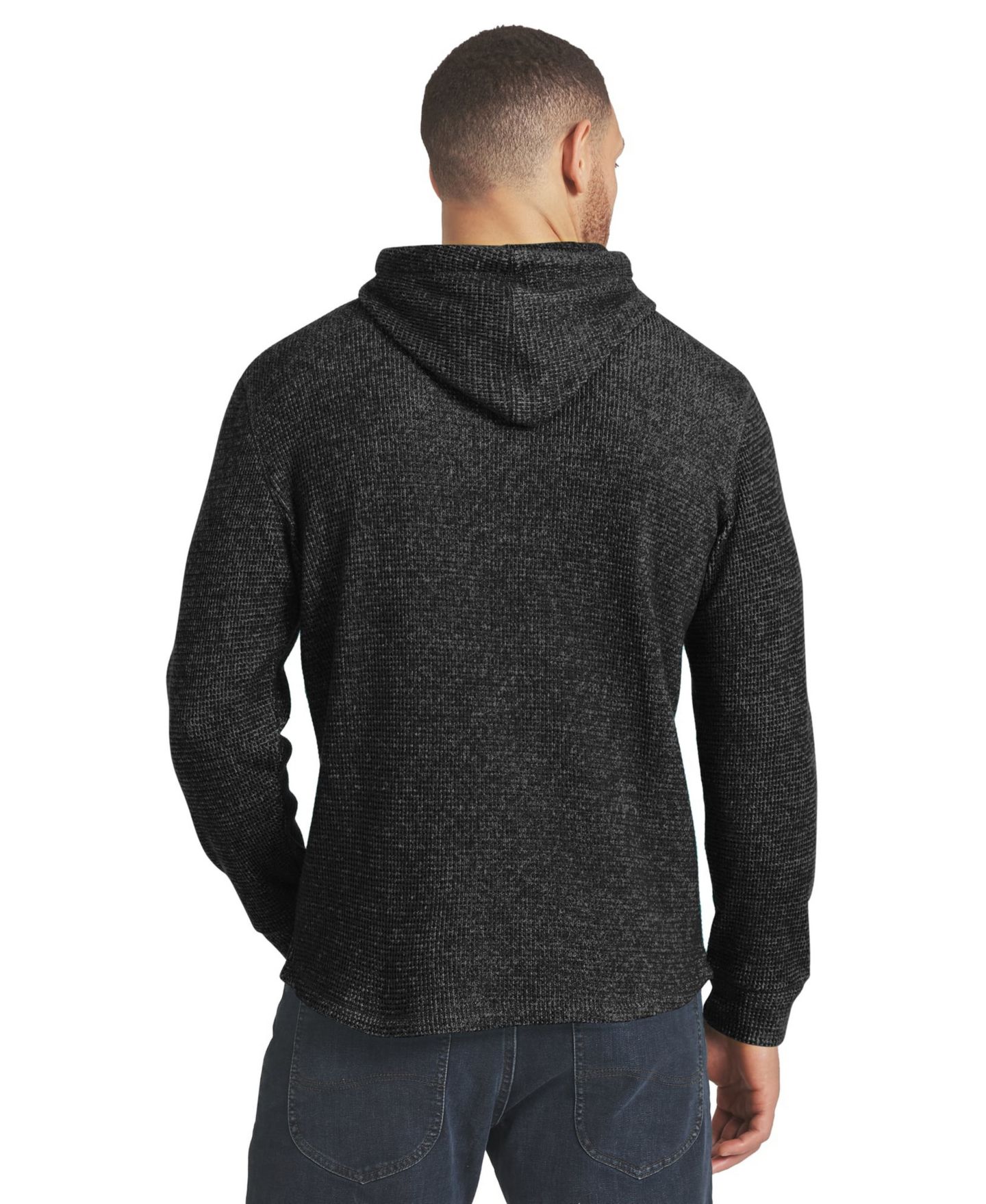 Мужской свитшот Darius Rucker Collection By Fanatics Black Pittsburgh Steelers Waffle Knit Hooded Tri-Blend Long-Sleeve Sweatshirt — фото 2
