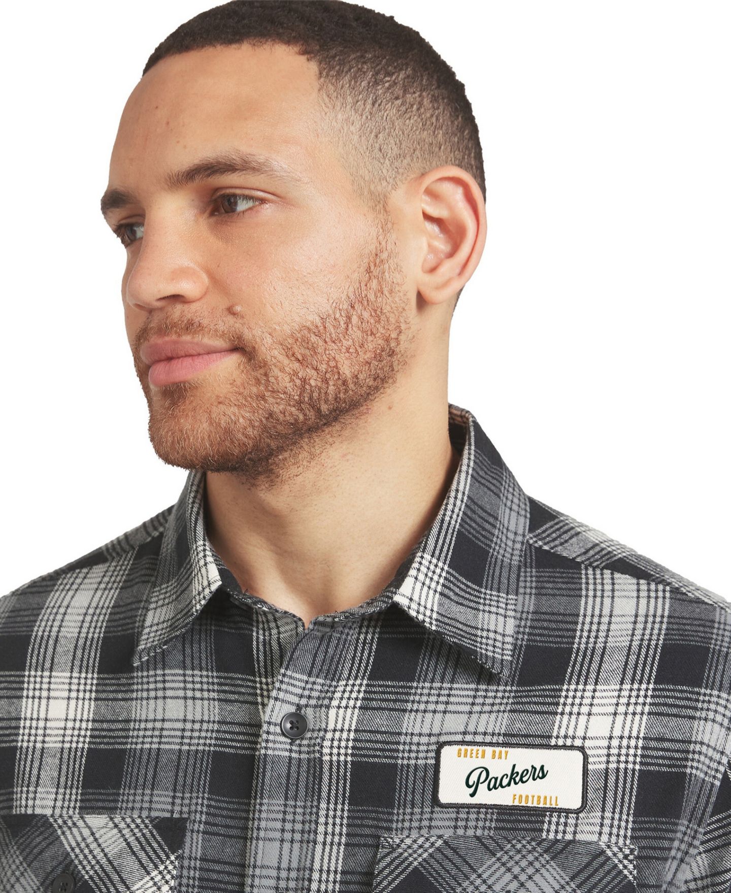 Мужская рубашка Darius Rucker Collection By Fanatics Black Green Bay Packers Plaid Button-Up Flannel — фото 5