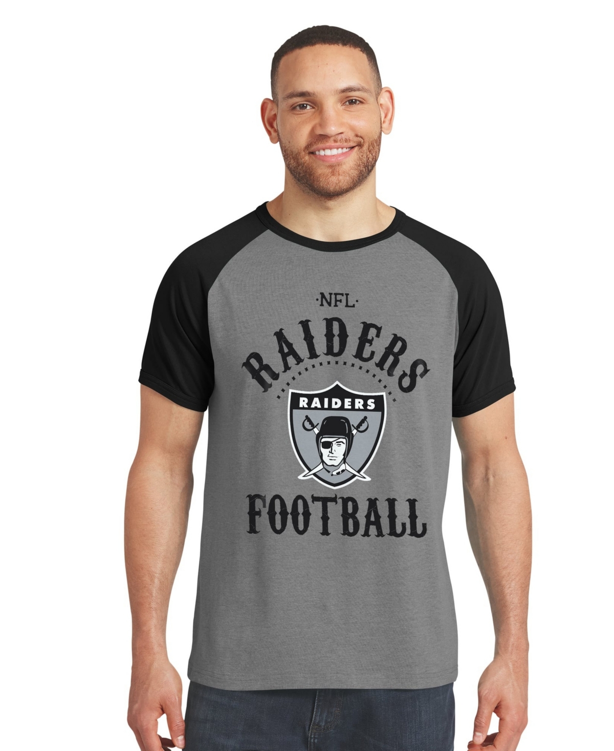 Darius Rucker Collection By Fanatics Men's Charcoal Las Vegas Raiders Raglan T-Shirt - Charcoal