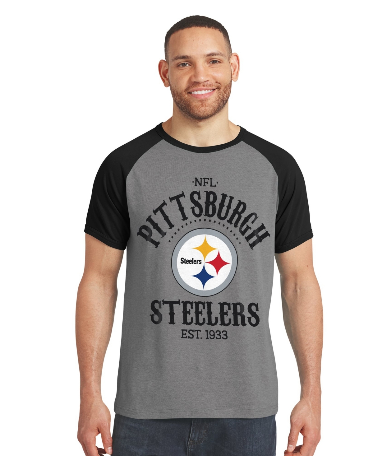 Darius Rucker Collection By Fanatics Men's Black Pittsburgh Steelers Raglan T-Shirt - Black
