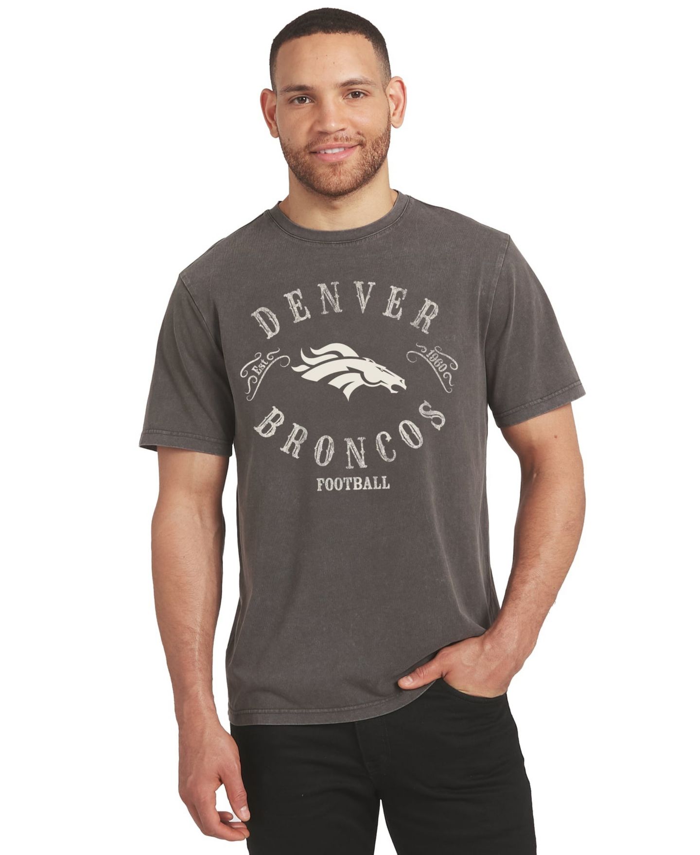Мужская футболка Darius Rucker Collection By Fanatics Charcoal Denver Broncos Washed — фото 1