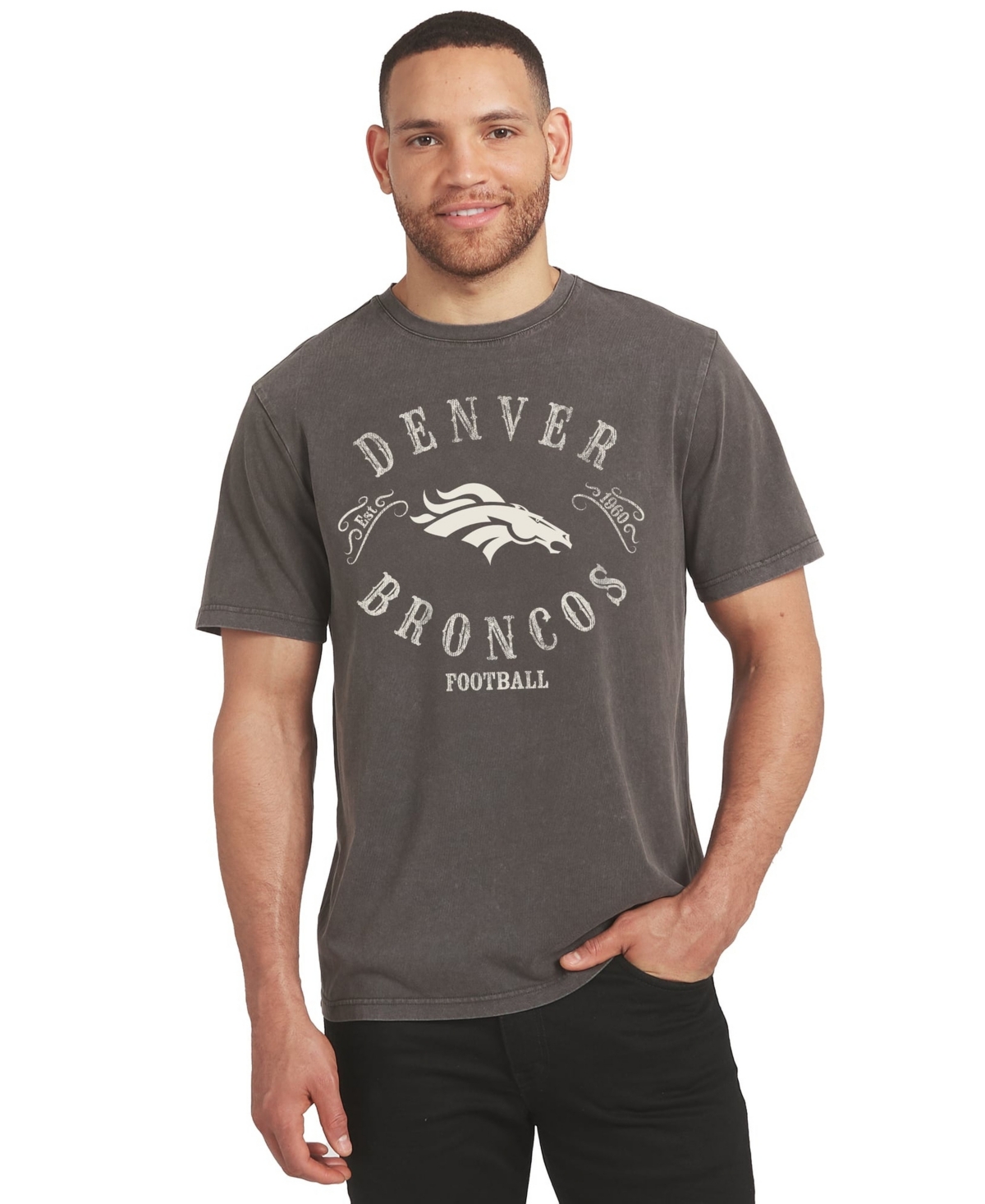 Darius Rucker Collection By Fanatics Men's Charcoal Denver Broncos Washed T-Shirt - Charcoal
